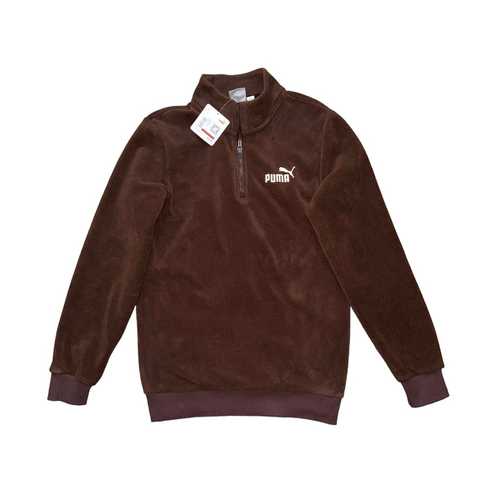 Puma Quarter Zip Fleece Sweatshirt In Brown